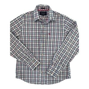 Abercrombie Fitch Mens XL Button Down Shirt Blue Pink Plaid Long Sleeve Cotton